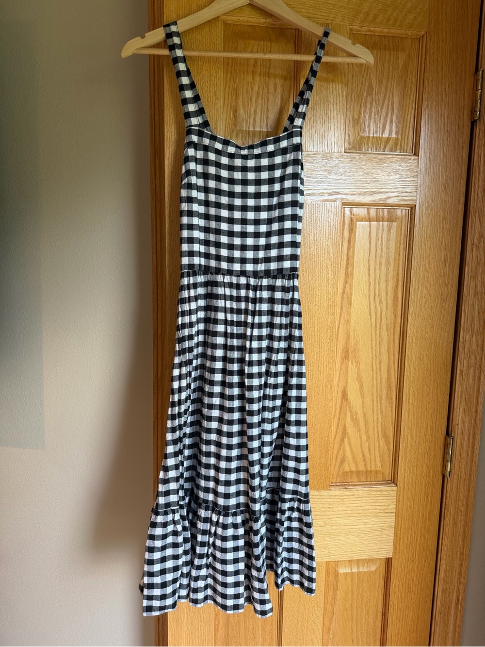 LOFT Black & White Gingham Midi Sundress size 0 Tradwife Cottagecore